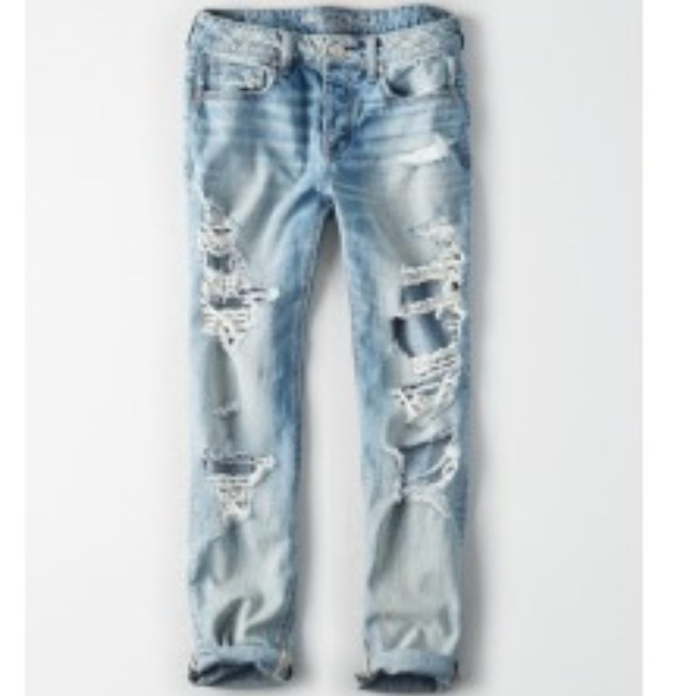 American Eagle Tomgirl Denim Jeans in Classic Vintage Destory Sz 2R